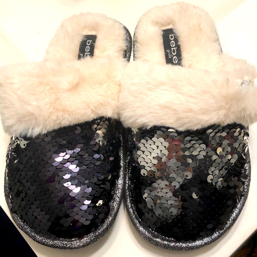 🖤Bebe Comfy shiny ✨ winter toddler slipper 🖤 Size Small (11/12)